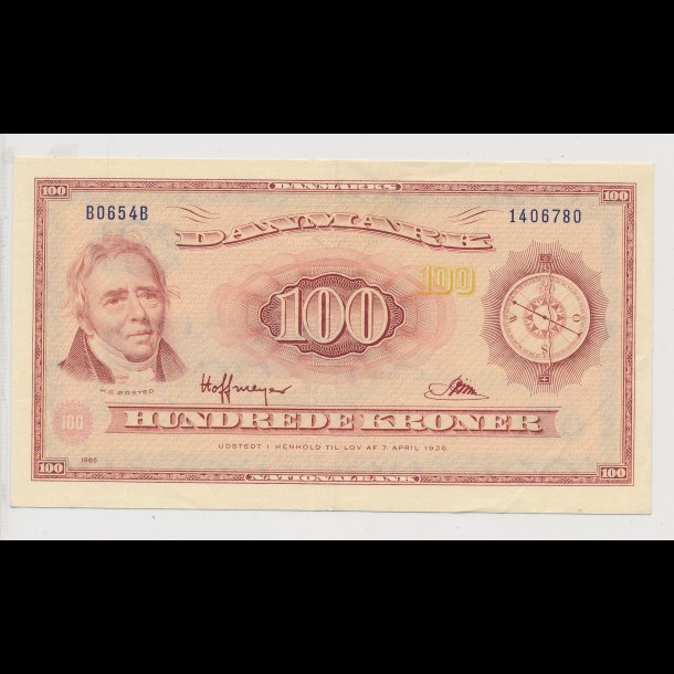 1965, 100 kroner, seddel, 1+,