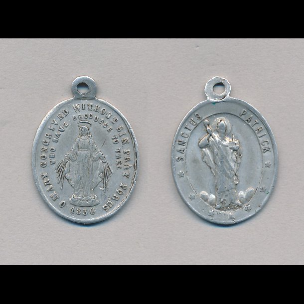 1830, Irland, amulet med Virgin Mary og Sct Patrick, 01,