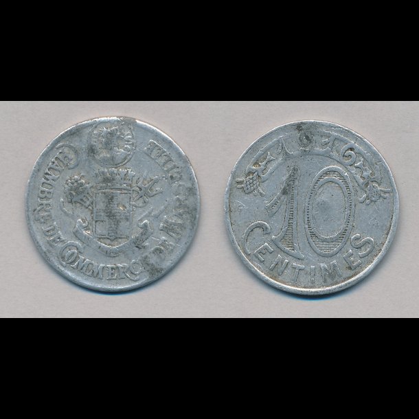 1916, Frankrig, 10 centimer, Chambre de Commerce de Marseille, 1+,