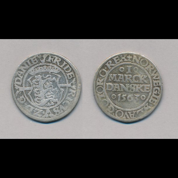 1563, Frederik II, 1 marck danske, Sieg H 9 B, 1
