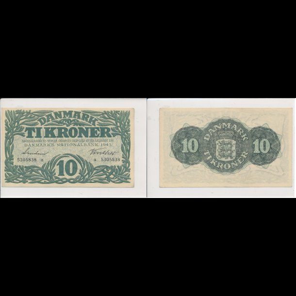 1945, 10 kroner, seddel, a 5305838, 0, Sieg 121,