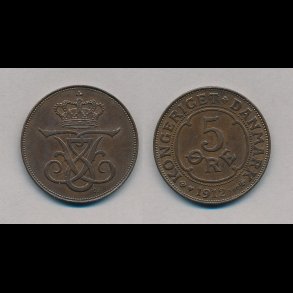 1912, 5 �re, 1+, NEDSAT fra 180,-kr,