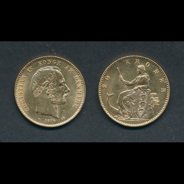 1874, Christian IX, 20 kroner, guldmnt,