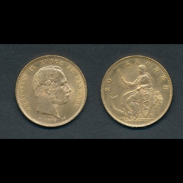 1876, Christian IX, 20 krone, guldmnt,