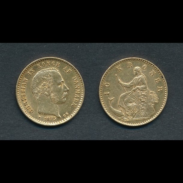 1873, Christian IX, 10 kroner, guldmnt,