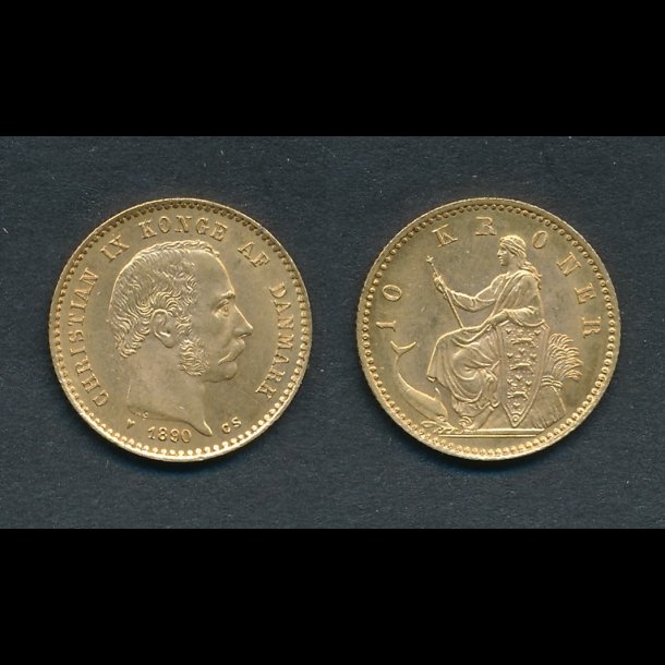 1890, Christian IX, 10 kroner, guldmnt,