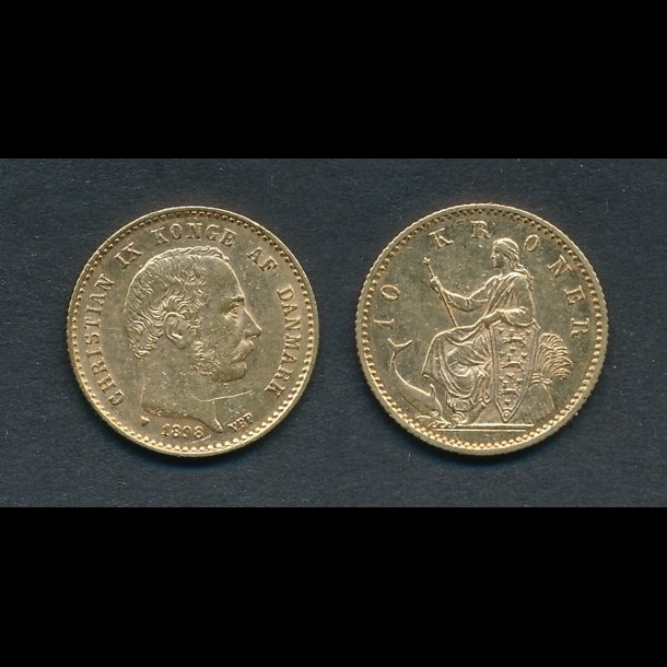 1898, Christian IX, 10 krone, guldmnt,