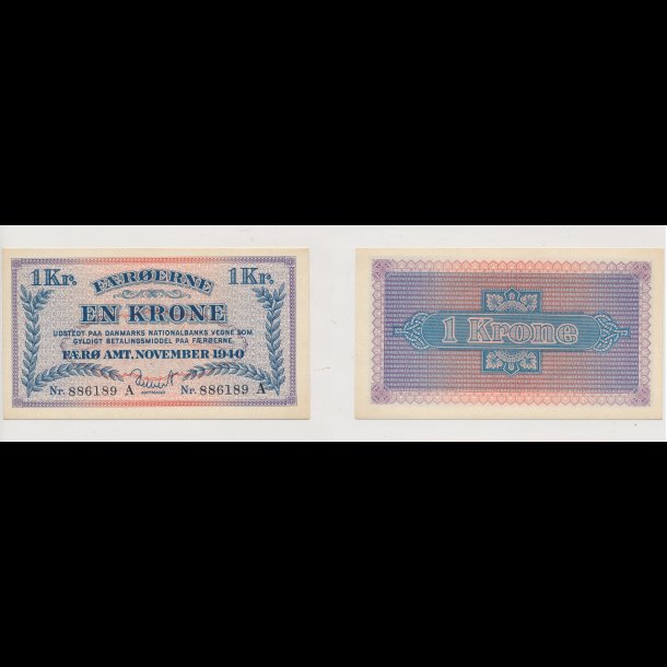 1940, Frerne, 1 krone, seddel, 0, S 15,