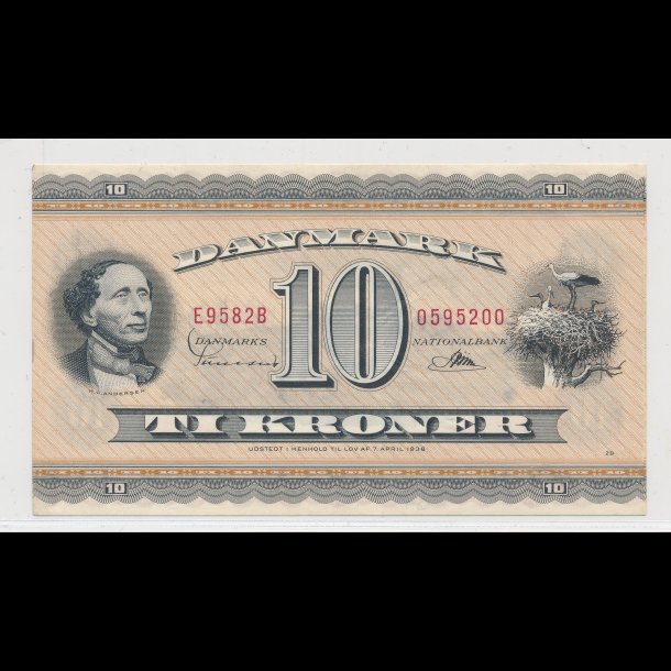 1958, 10 kroner, seddel, E9,