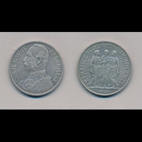 1905, Dansk Vestindien, Christian IX, 2 francs / 40 cents, S 30,
