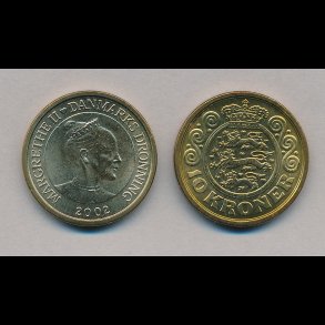 2002, 10 kroner, fra ruller, begr�nset lager,