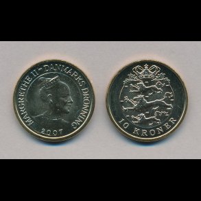 2007, 10 kroner, fra ruller, begr�nset lager,