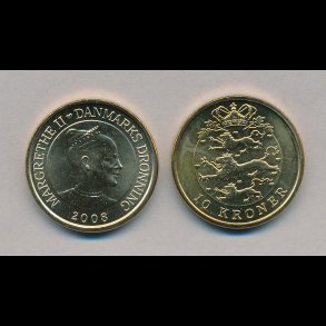 2008, 10 kroner, fra ruller, begr�nset lager,