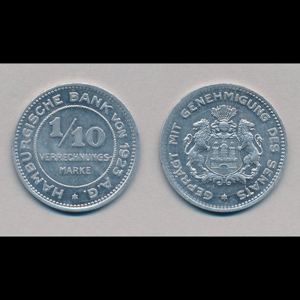 1923, Tyskland, Hamburgische Bank, 1/10, 0,