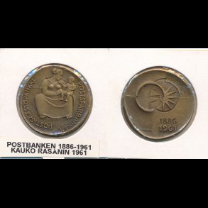 1961, Postbanken 1886-1961, bronze,