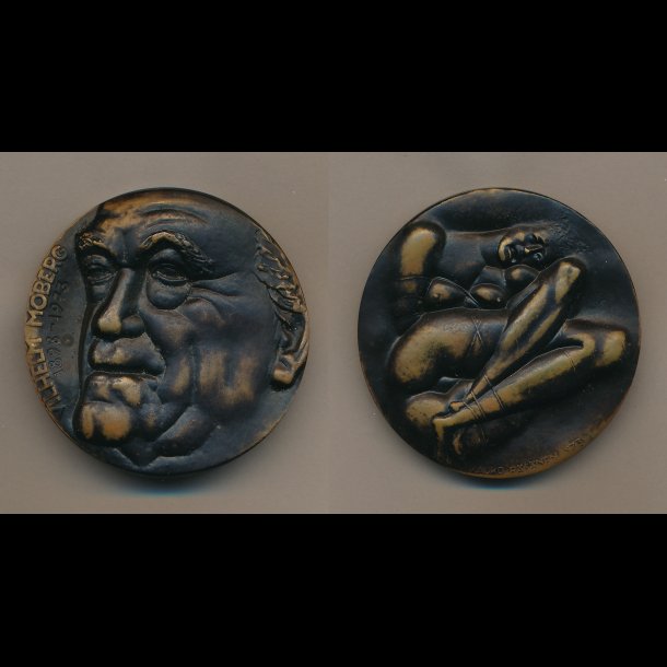 1974, Vilhelm Moberg, mindemedalje 1898-1973, 55mm, bronze, original trske,