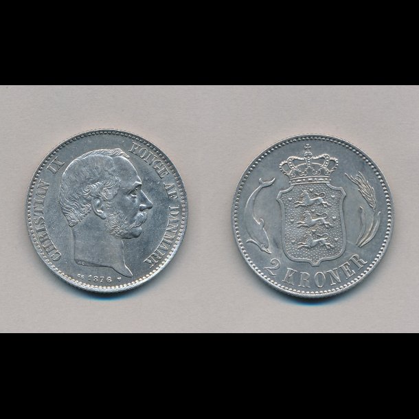 1875, 2 kroner, slvmnt, 1++,