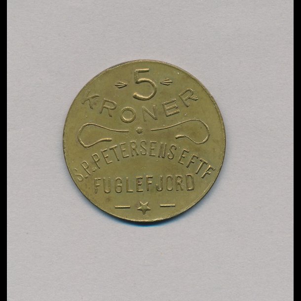 Fuglefjord, 5 kroner, S.P.Petersens Eftr, 01,