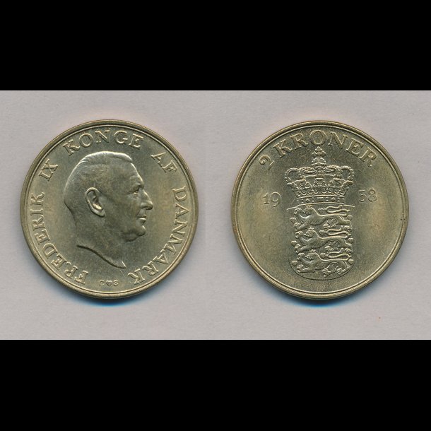 1958, Frederik IX, 2 kroner, 01,