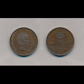 1842, Christian VIII, 2 rigsbankskilling, M, H 10,