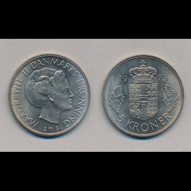 1973, 5 kroner, 0, smal kant,