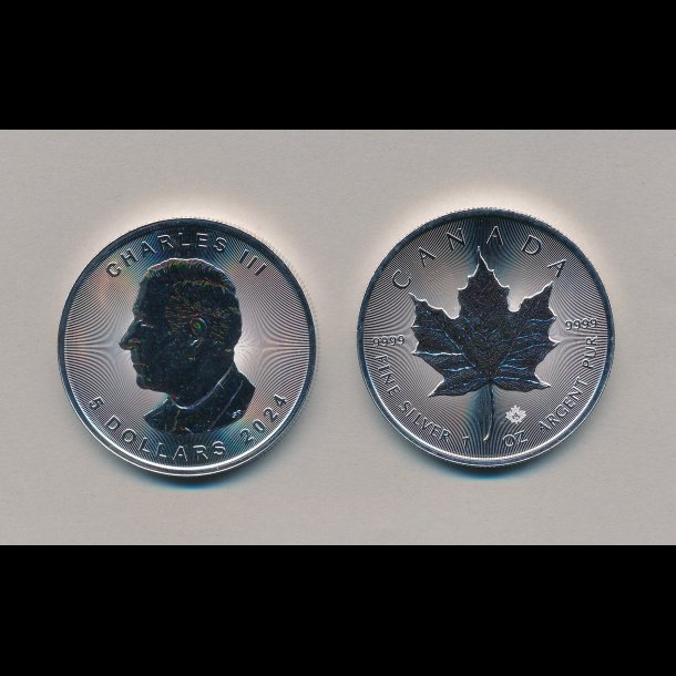 2024, Canada, Maple Leaf, 25 stk, 5 dollar, 1 oz slvmnter, i rr,