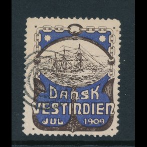 1909, Dansk Vestindien, Krydseren Ingolf, enkeltmrke, ʘ,