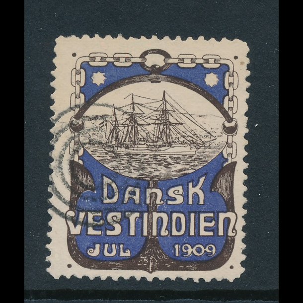 1909, Dansk Vestindien, Krydseren Ingolf, enkeltmrke, &#664;,