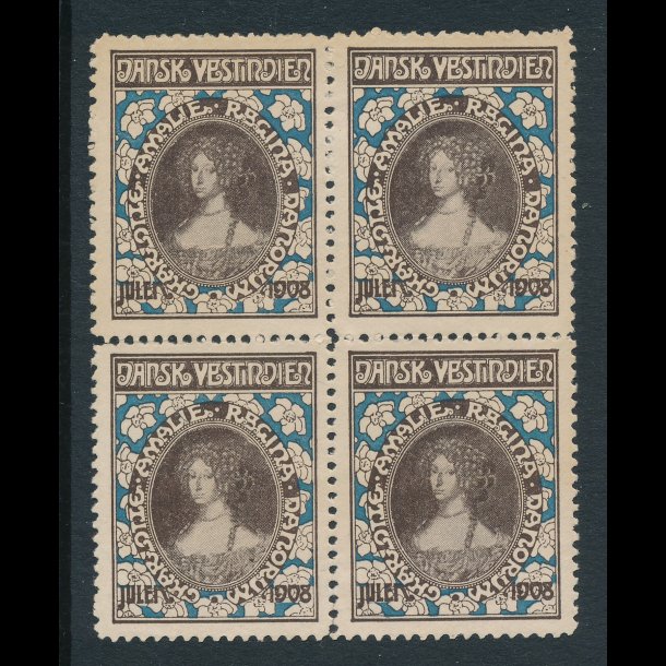 1908, Dansk Vestindien, Charlotte Amalie Regina Danmark, 4-blok, (*),