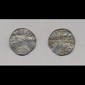 1035 - 1042, Hardeknud, penning, Lund, 01, HB 23, fin patina, bjespor,