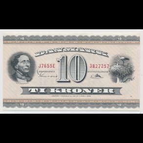 1965, 10 kroner, seddel, J7, 0, HCA,