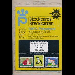 Stockcards, 12 stk, 1 striber, 108 mm hj, 7071,