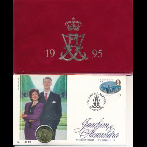 1995, Prins Joachim`s bryllup med Alexandra, mntbrev, Hong Kong frimrke, NEDSAT fra 75,-kr