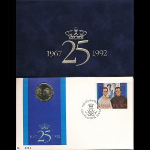 1992, Mntbrev, Kongeligt slvbryllup, dansk frimrke, NEDSAT fra 88,-kr,