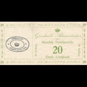 1941, Grnland, 20 skilling, Handels Vrdimrker, 1+, TILBUD,