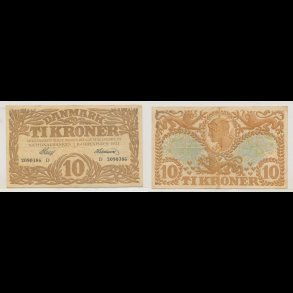 1933, 10 kroner, D, seddel, S 104, 1+,