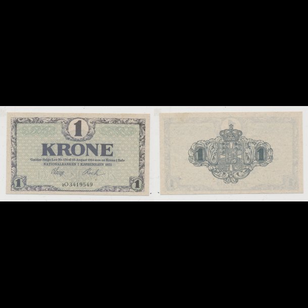 1921, 1 krone, 2O, S 117, 0,