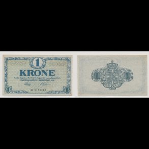 1916, 1 krone, B, seddel, S 117, 0 / 01,