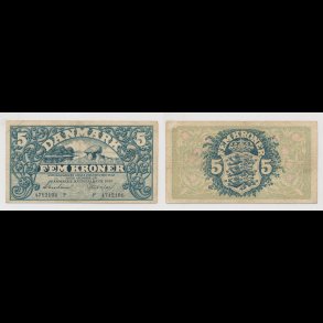 1940, 5 kroner, F, seddel, S 102, 1,