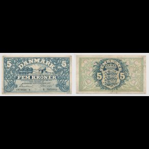 1937, 5 kroner, E, seddel, S 102, 1+,