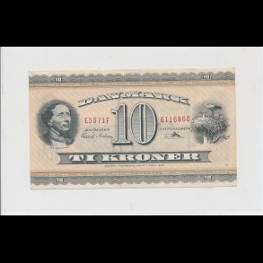 1957, 10 kroner, E5, seddel, S 133, 01, HCA,