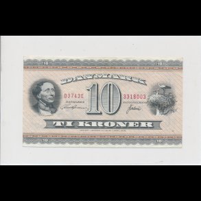 1974, 10 kroner, D3, seddel, S 133, 1+, HCA,