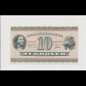 1974, 10 kroner, D0, seddel, S 133, 1+, HCA,