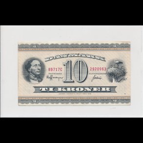 1971, 10 kroner, B9, seddel, S 133, 1+, HCA,