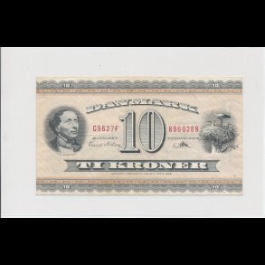 1962, 10 kroner, G9, seddel, S 133, 1+, HCA,