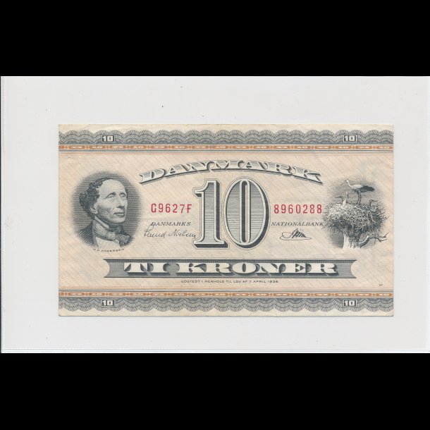 1962, 10 kroner, G9, seddel, S 133, 1+, HCA,