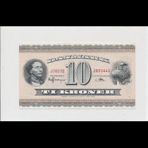 1965, 10 kroner, seddel, J7, 0 / 01, HCA,