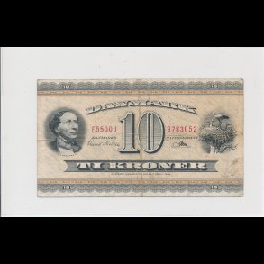 1959, 10 kroner, F5, seddel, S 133, 1, HCA,