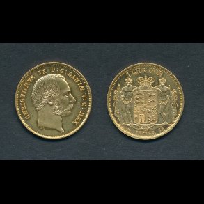 1869, Christian IX, 1 CHR D'OR, M/0/1, guldmnt,