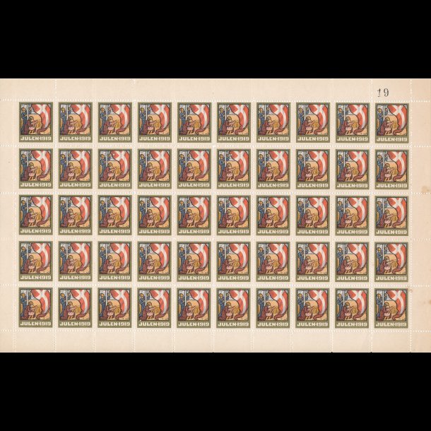 1919, Dannebrog hejses, helark, ufoldet, f brune pletter i hjre margin,